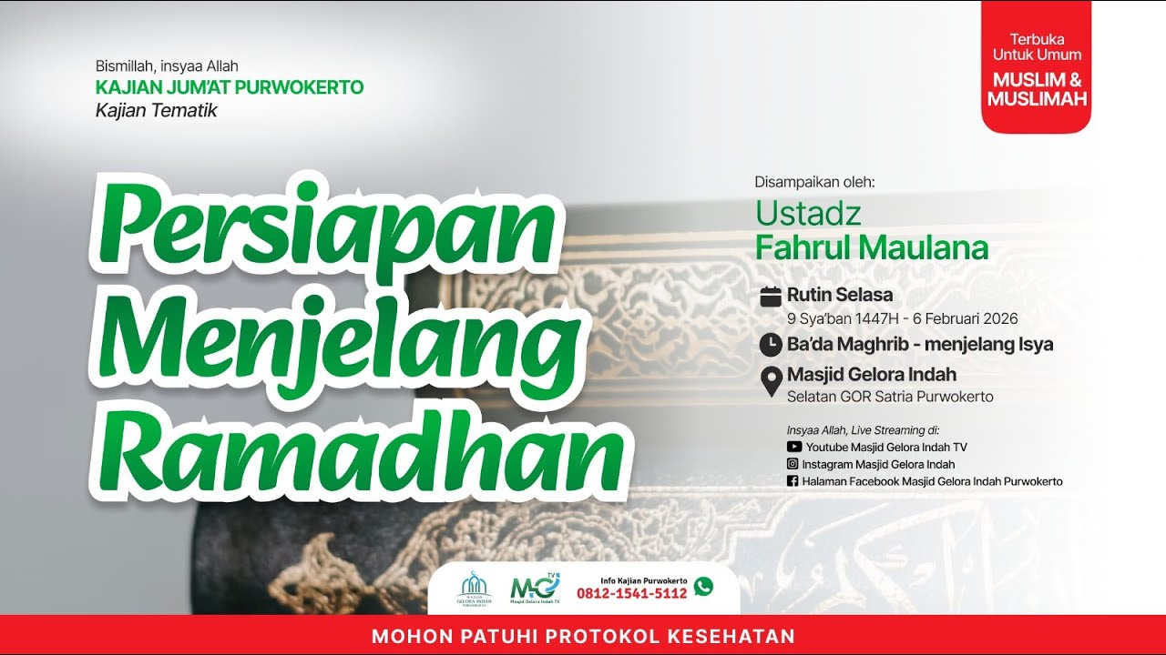 (LIVE) Persiapan Menjelang Ramdhan - Ustadz Fahrul Maulana