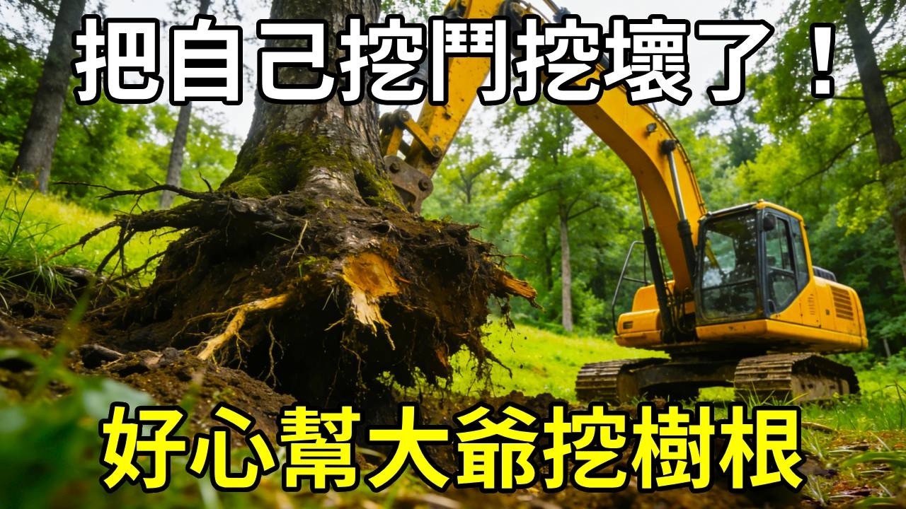 好心幫大爺挖樹根，把自己挖鬥挖壞了，自己又換個新挖鬥 ！ 【陳師傅開挖機】