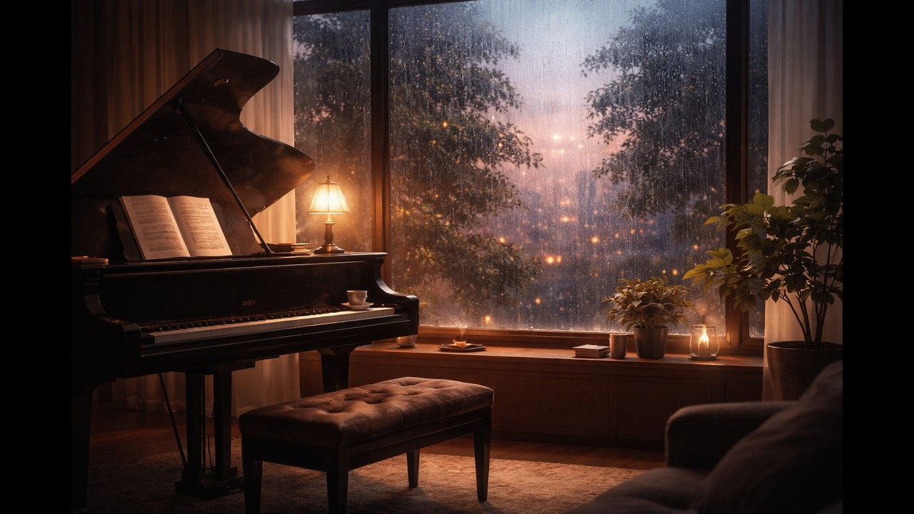 Relaxing Piano Music for Deep Focus 🎹 Cozy Rain Study Ambience