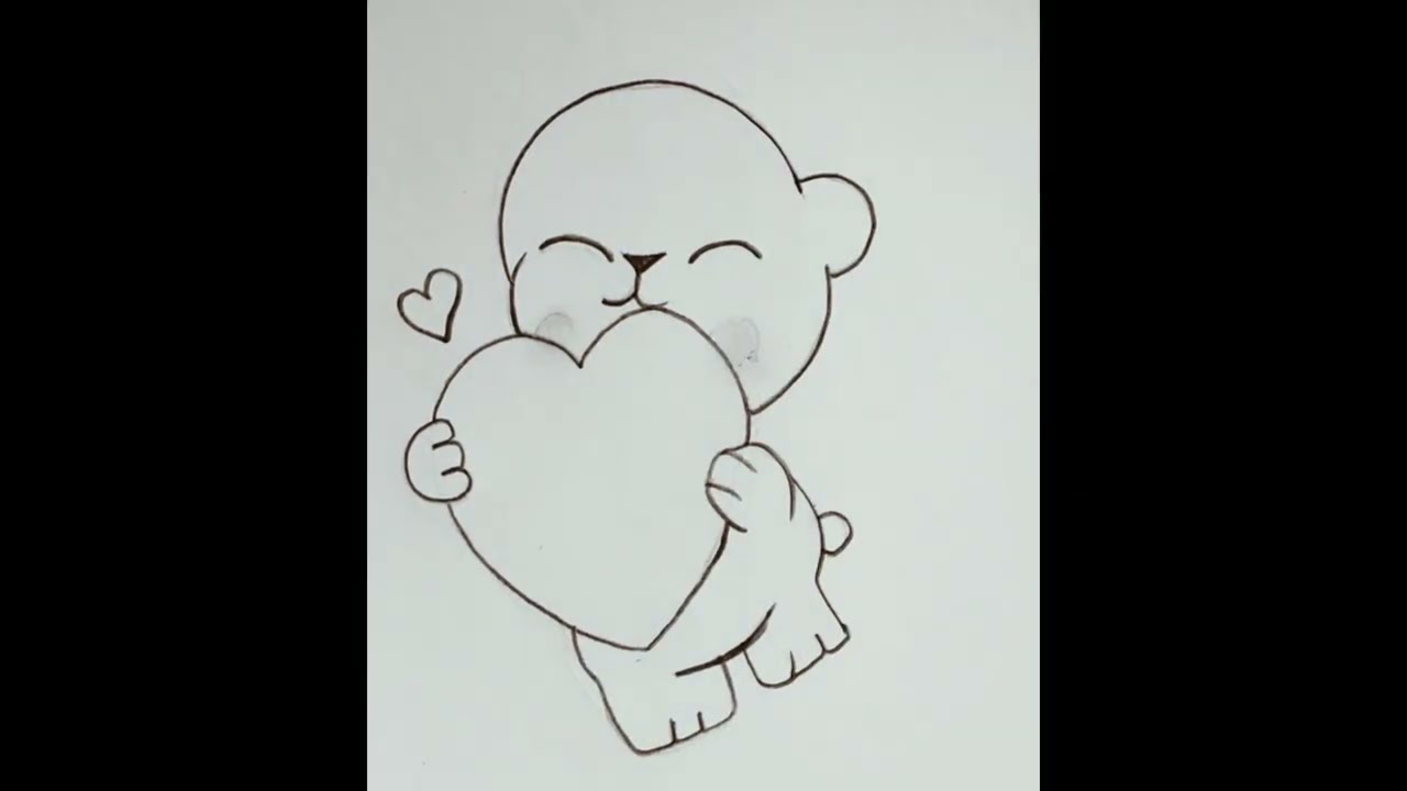 Cute teddy love sketch drawing/ Cute animal sketch drawing / Teddy bear pencil sketch 