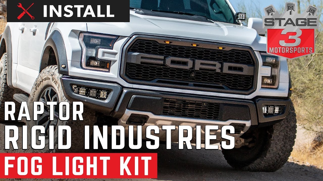 2017–2019 Raptor Rigid Industries — полная установка комплекта тройных противотуманных фар Raptor