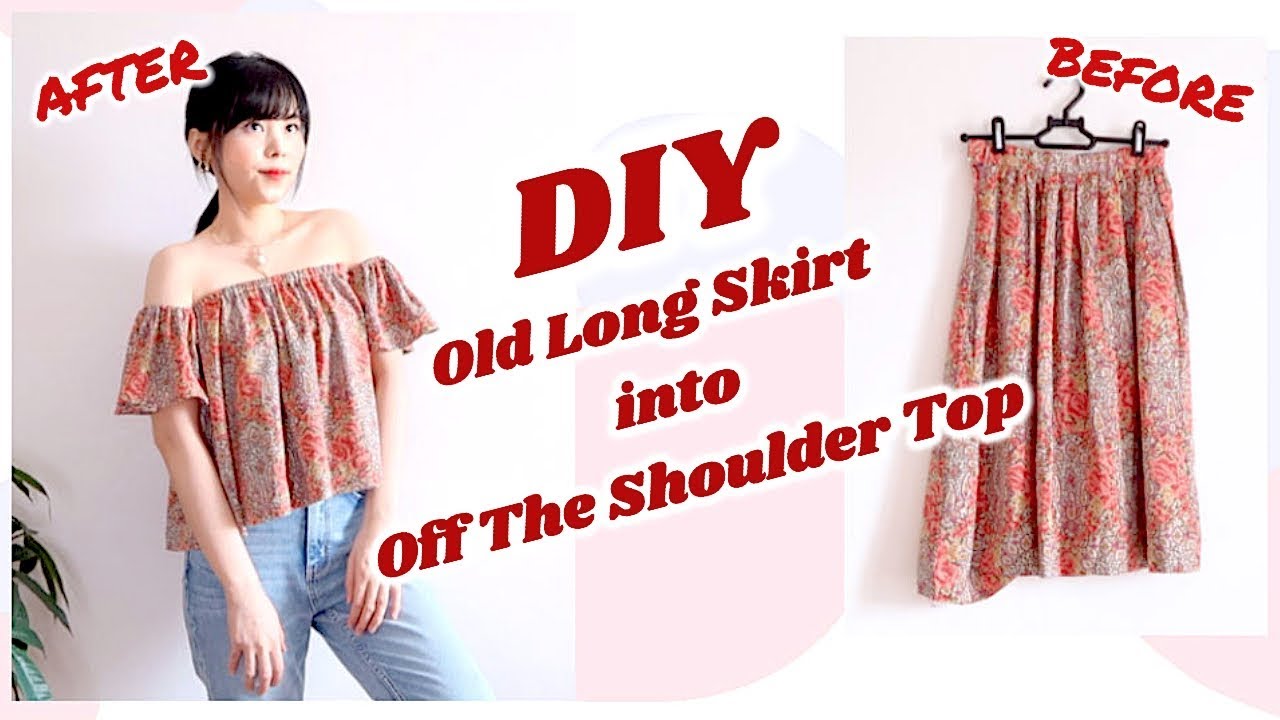 Refashion DIY Skirt into Off The Shoulder Top / 古着リメイク / Thrifted Transformationsㅣmadebyaya