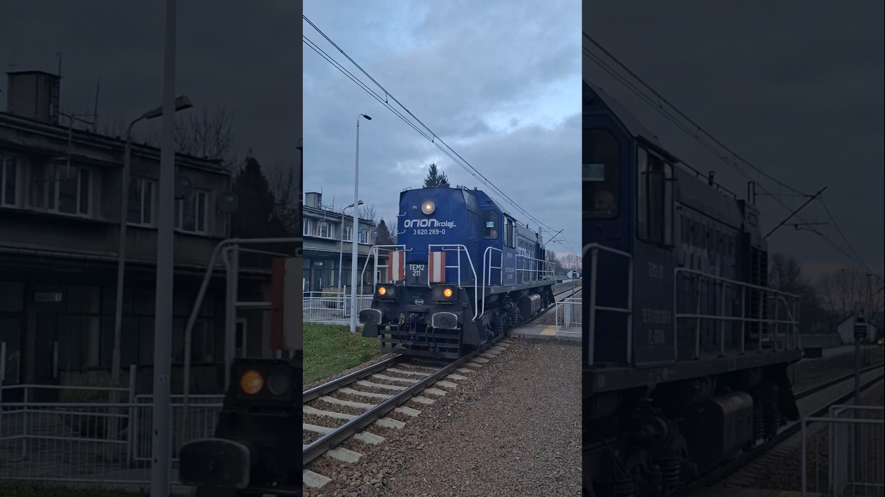 Przejazd TEM2-211 ORION KOLEJ przez stację w Grybowie