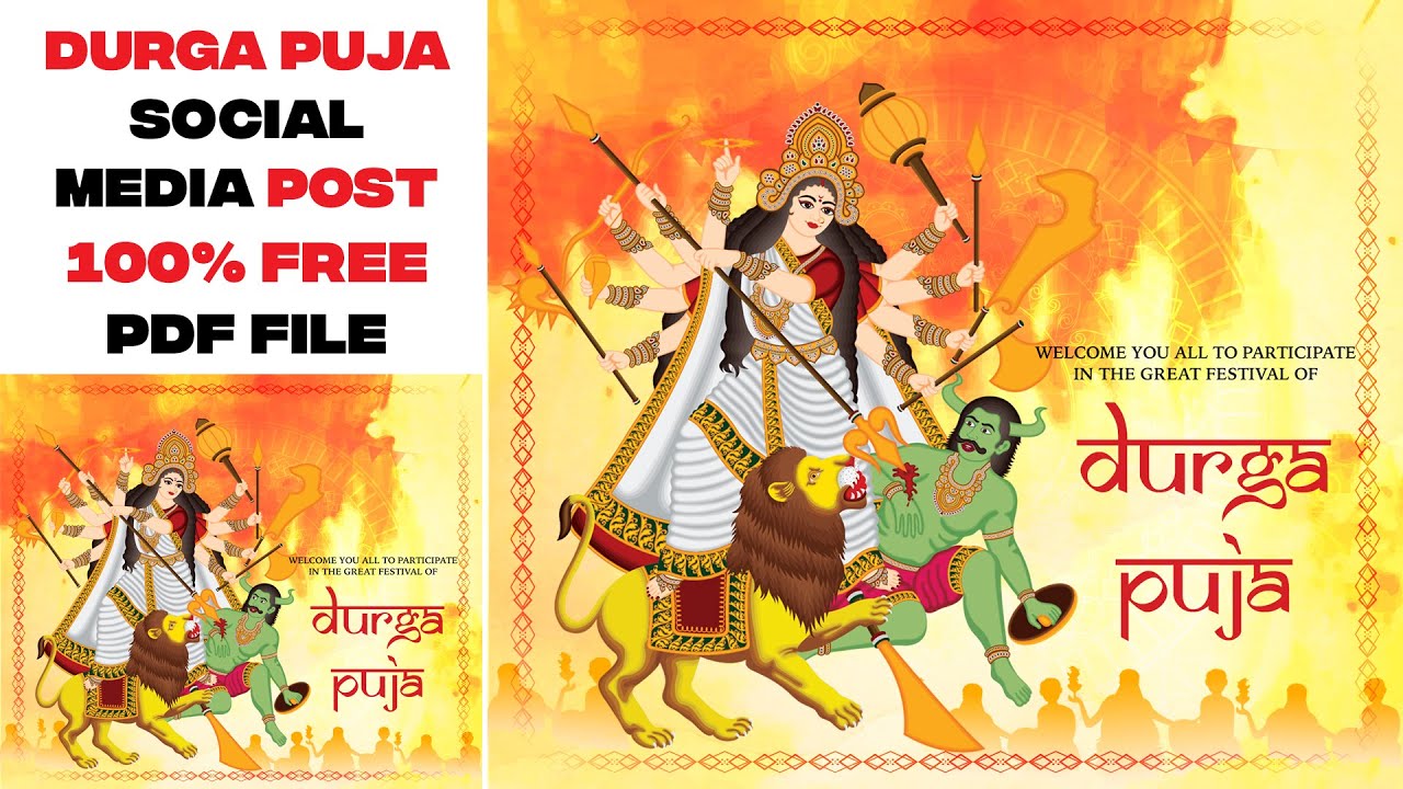 Durga Puja Social Media Post Design Edition, How to Make Navratri Poster Design Editing in Photoshop
