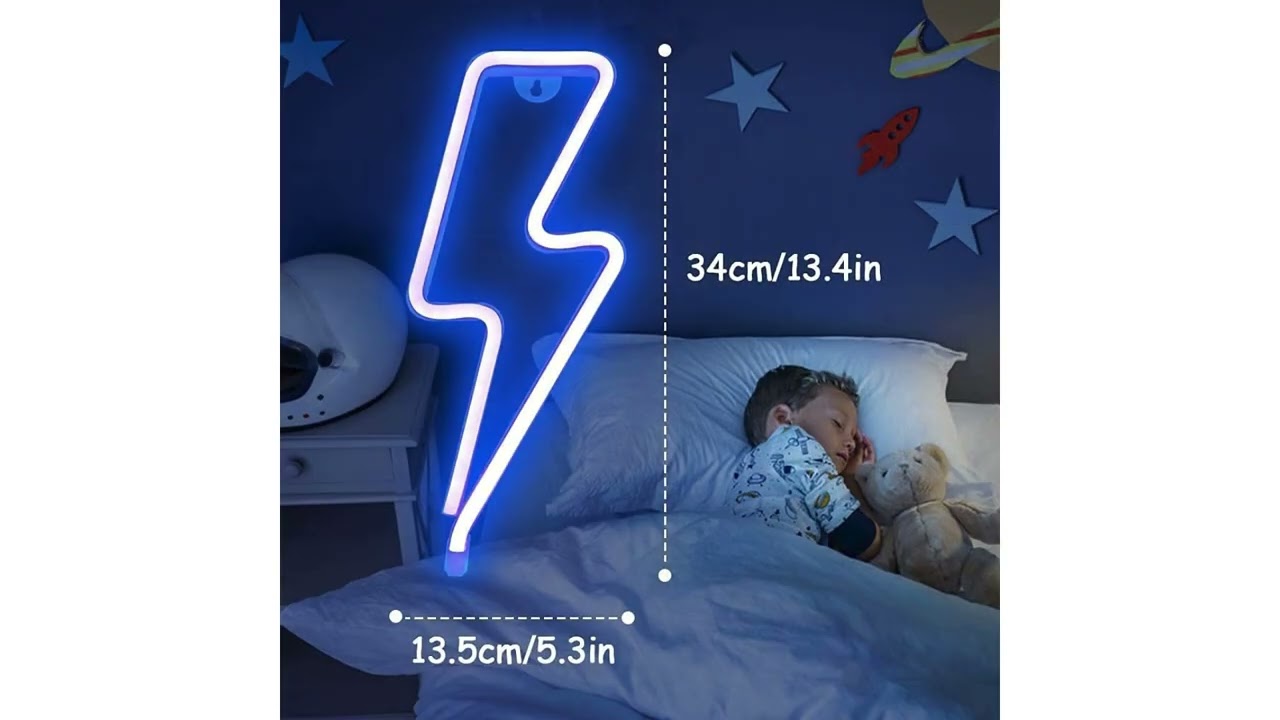 SKAFA | Lightning Neon Sign | LED Lightning Bolt Neon Sign Decor Light