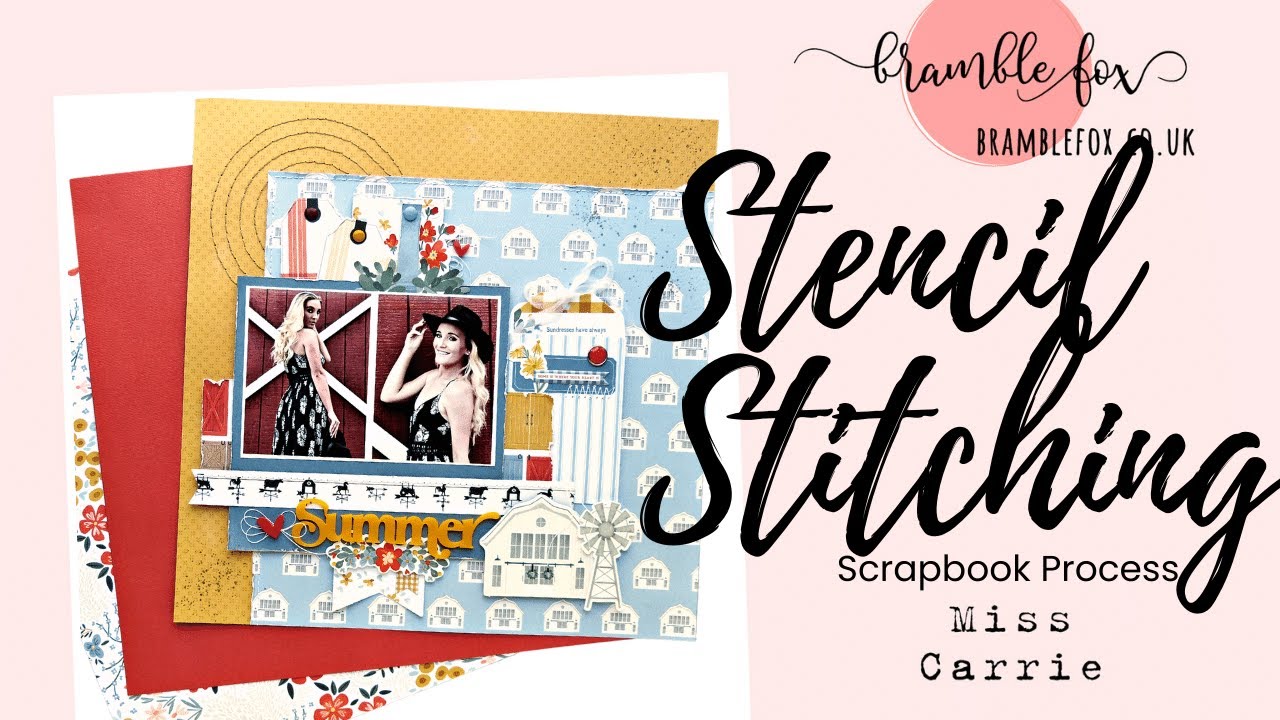 Stencil Stitching | Summer Sun Scrapbook Layout