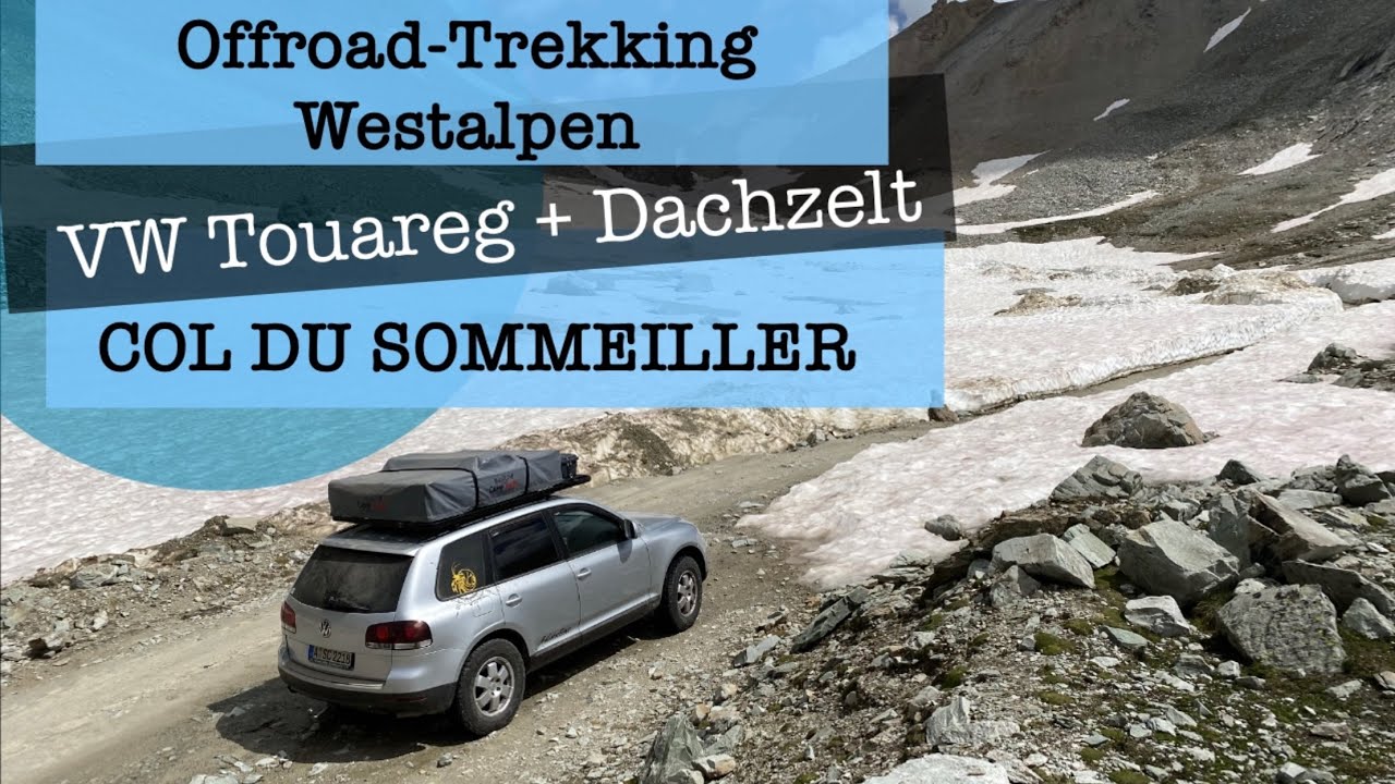 Offroad auf dem Col du Sommeiller. Mit dem VW Touareg durchs Eis. Offroad Trekking Westalpen