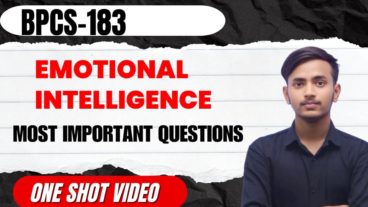 BPCS 183 Most Imporant Questions । BPCS 183 Emotional Intelligence Imp. Ques । IGNOU DEC EXAM