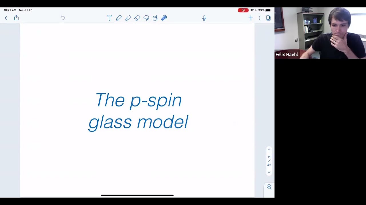 Felix Haehl (IAS, Princeton) on the p-spin glass problem from the  holographer´s perspective.