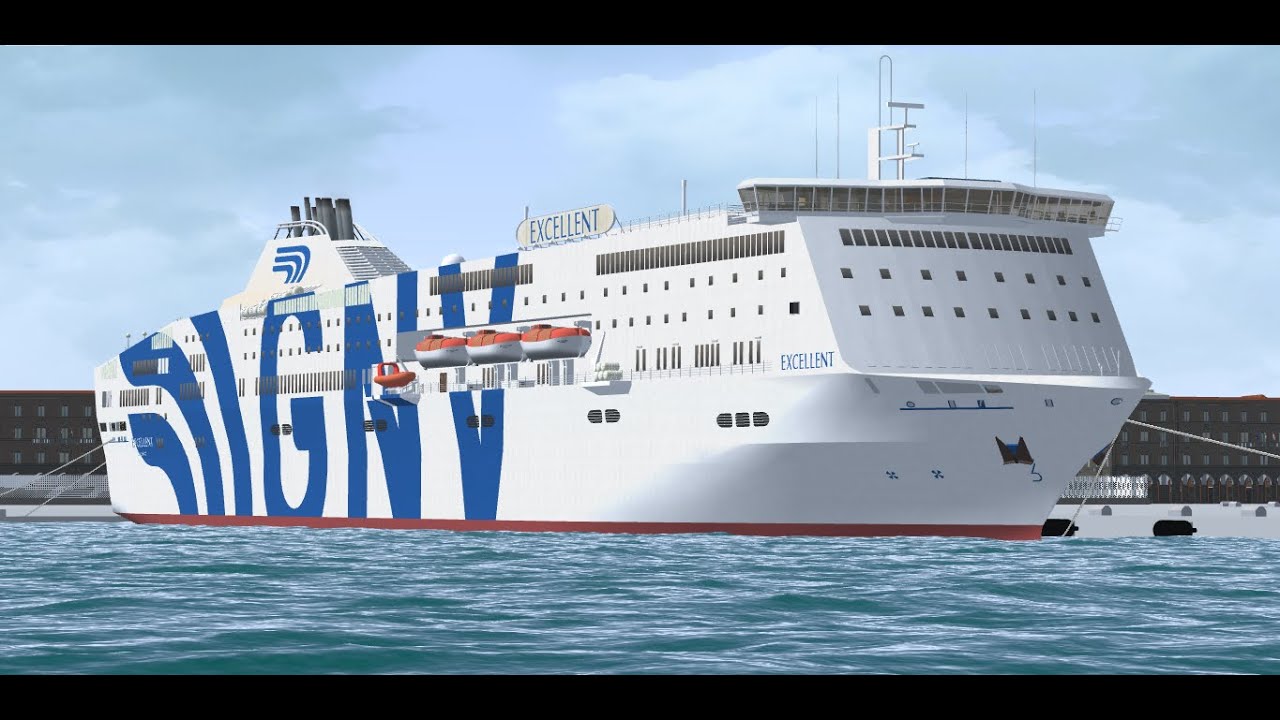 GNV Excellent entering at the port of Cagliari | Virtual Sailor NG