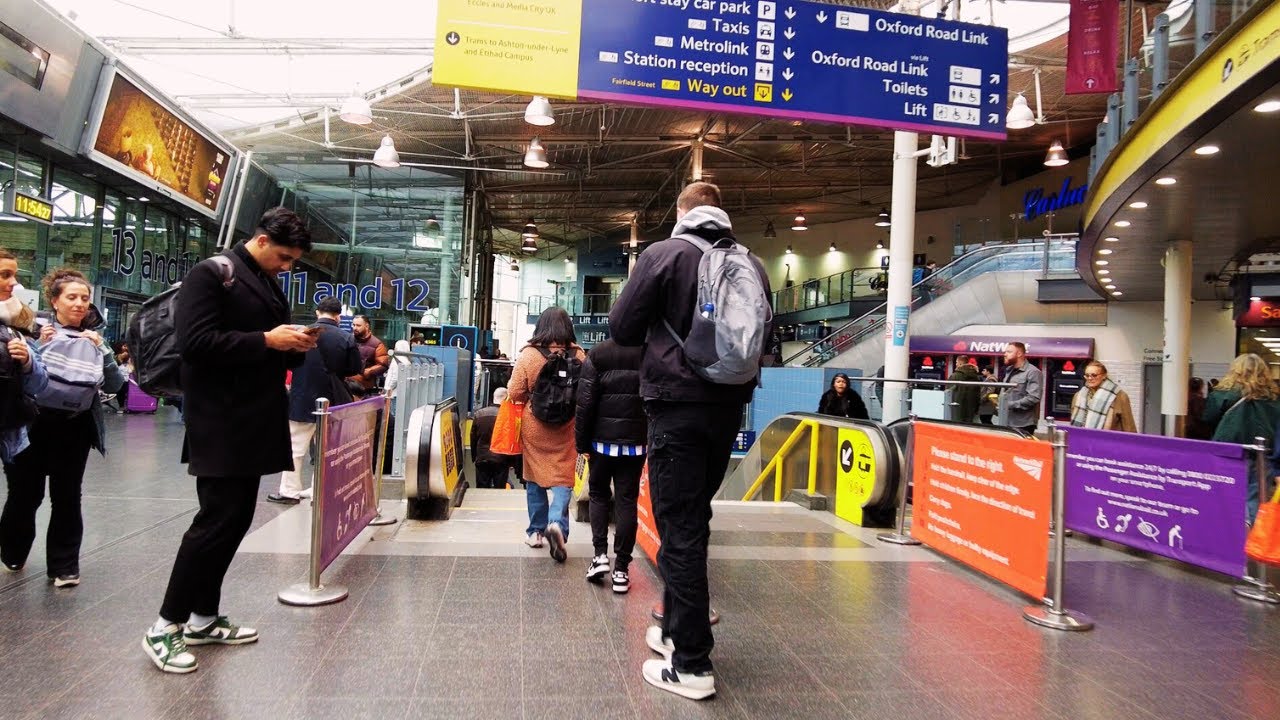 En-route to the Etihad Stadium, walking down to Piccadilly Tram Stop