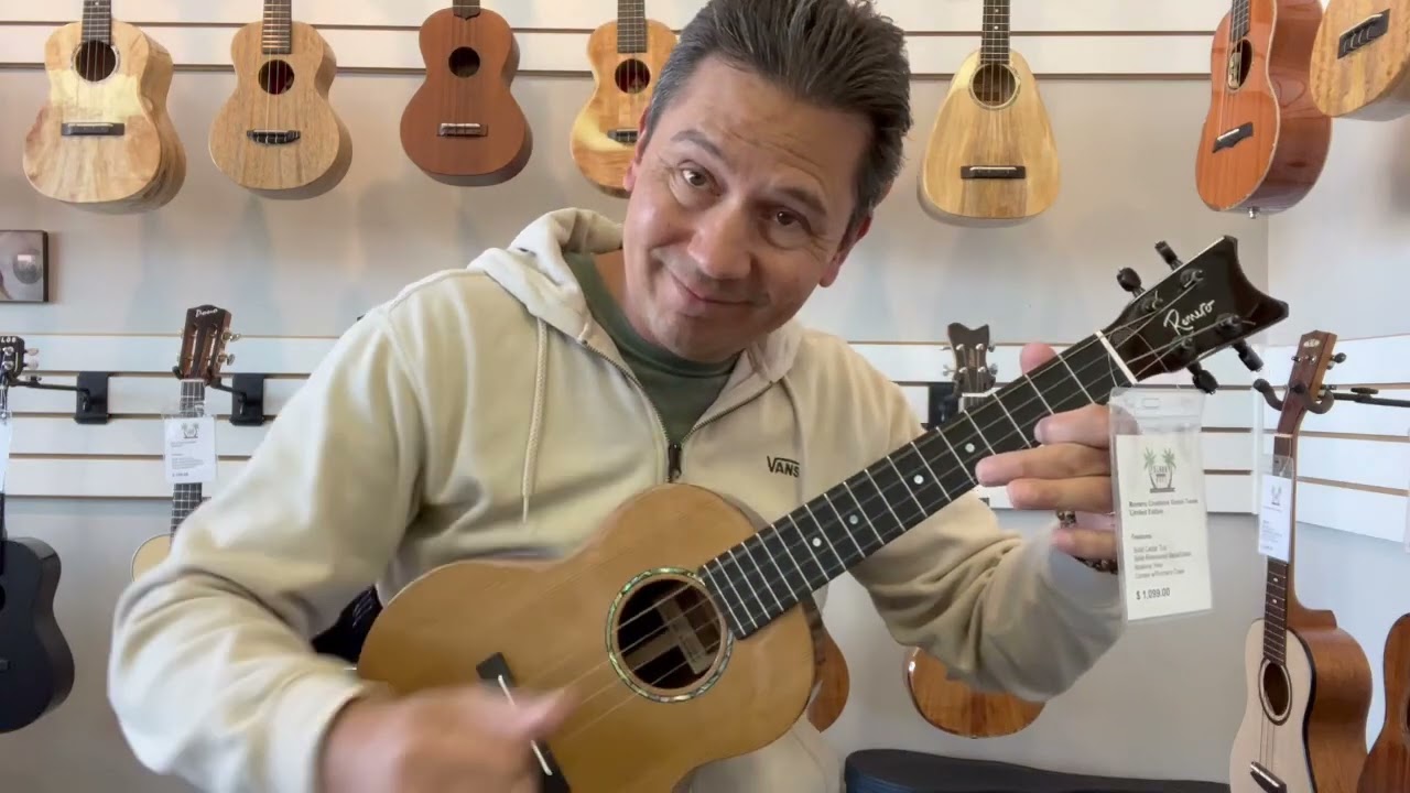 Romero Creations Cedar/Rosewood Grand Tenor Ukulele Demo/Review at Aloha City Ukes