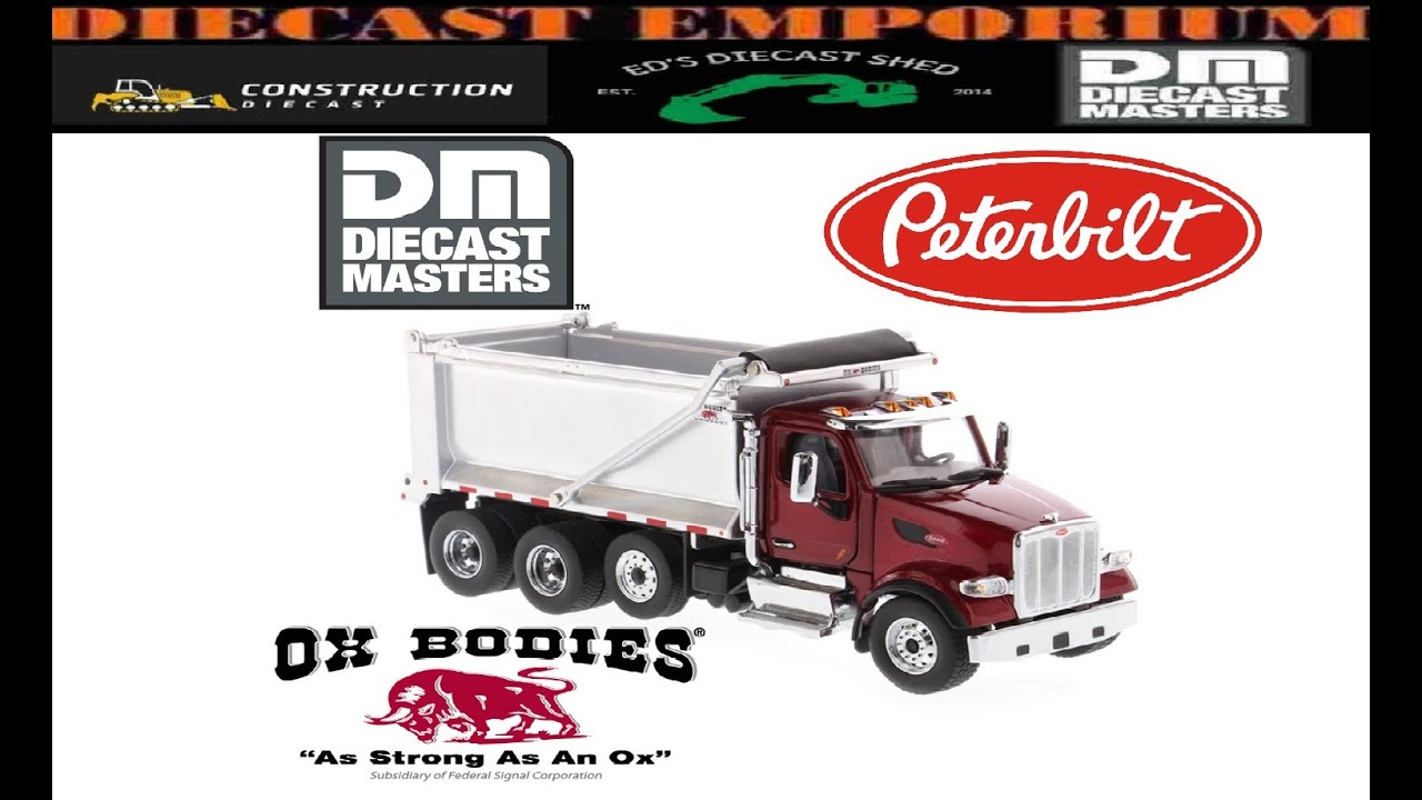 Diecast Masters Peterbilt Model 567 SFFA Tandem Axle with Ox Bodies Stampede Dump Truck