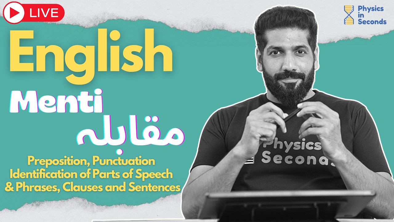 English Menti Muqabala | Preposition, Punctuation, Parts of Speech & Phrases, Clauses and Sentences
