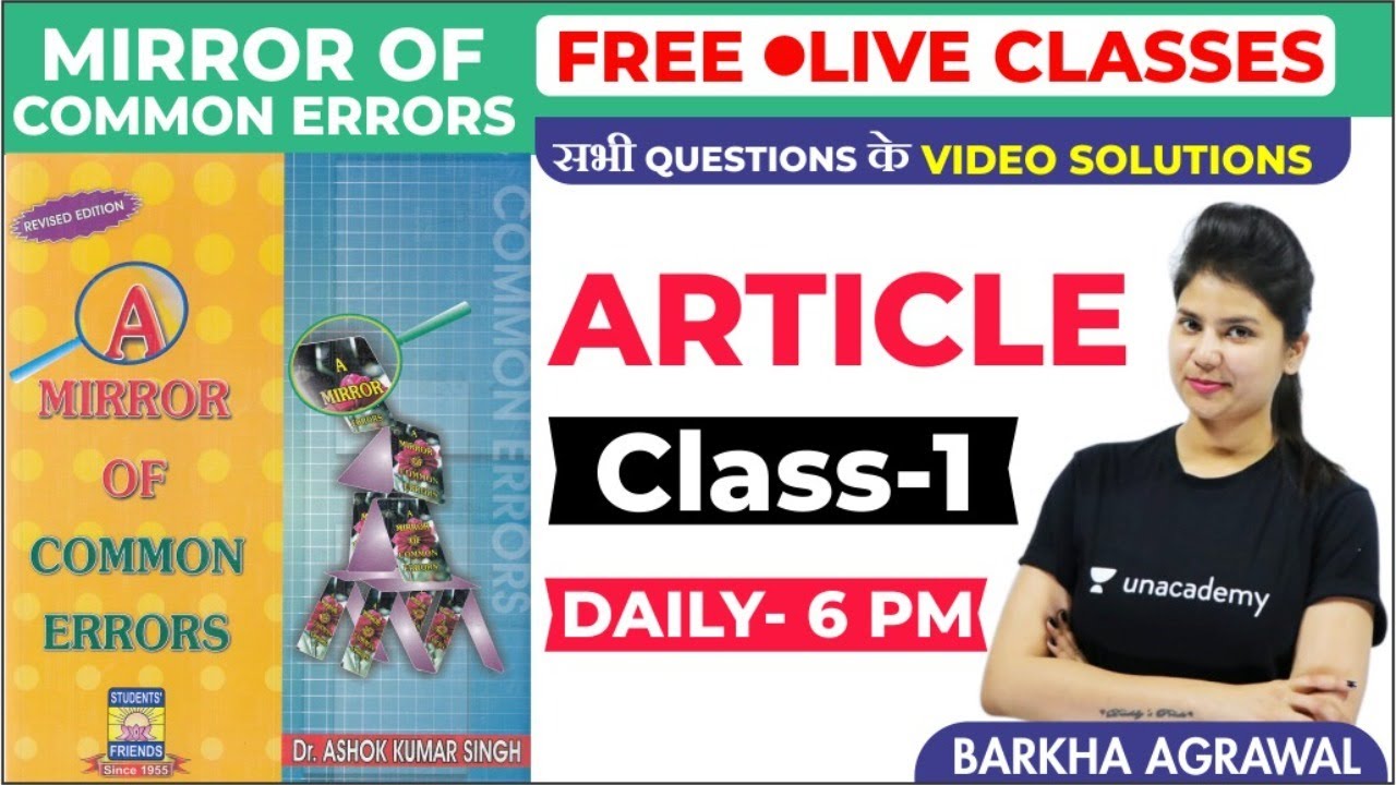 Articles PYQ's : Class 1 | English for SSC CGL/ CPO/ STENO | Unacademy | Barkha Agrawal