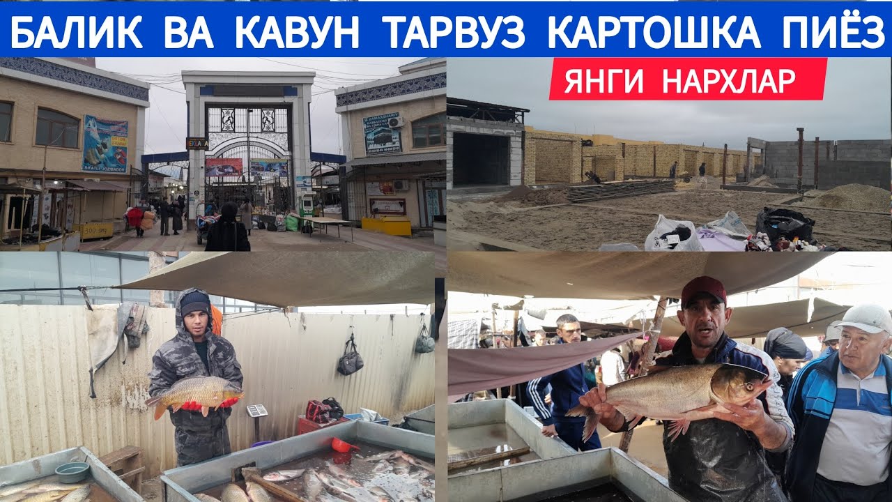 ХАЗОРАСП БОЗОРИДА БАЛИК ВА КАВУН ТАРВУЗ КАРТОШКА ВА ПИЁЗ НАРХЛАРИ 07.01.2025Г