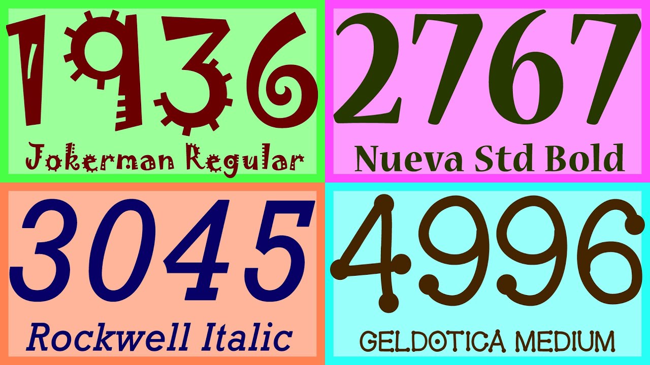 Numbers 1 to 5000 in 500 Fonts