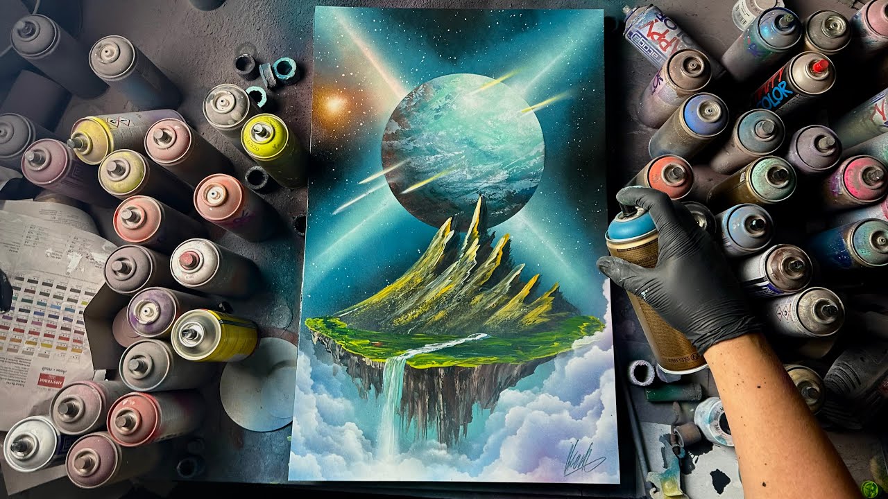 Galactic Sanctuary ASMR SPRAY PAINT ART by Skech