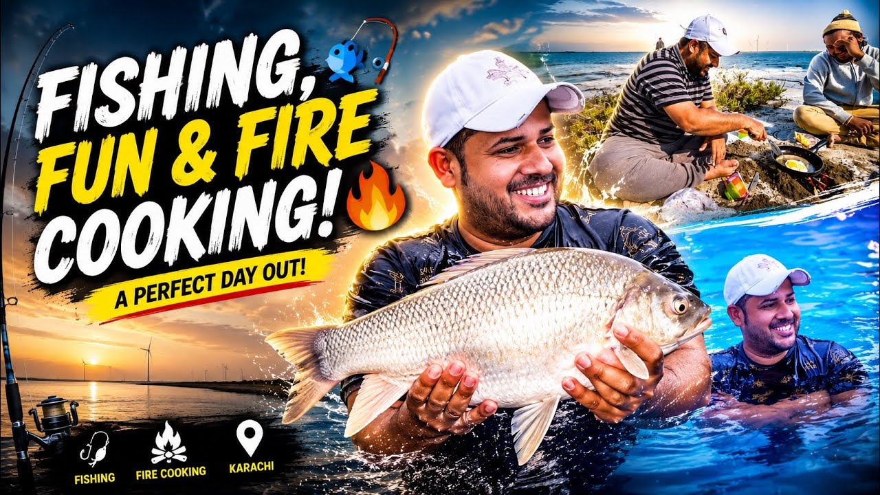 Рыбалка, веселье и приготовление еды на костре 🎣🔥 Вот как мы это делаем в Карачи #Рыбалка #Карачи...