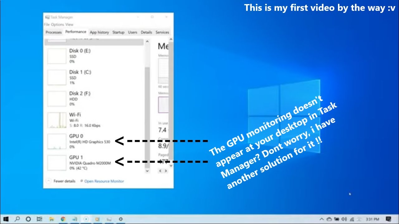 Another way to monitoring your GPU if not appearing at Task Manager!! Windows 10 only