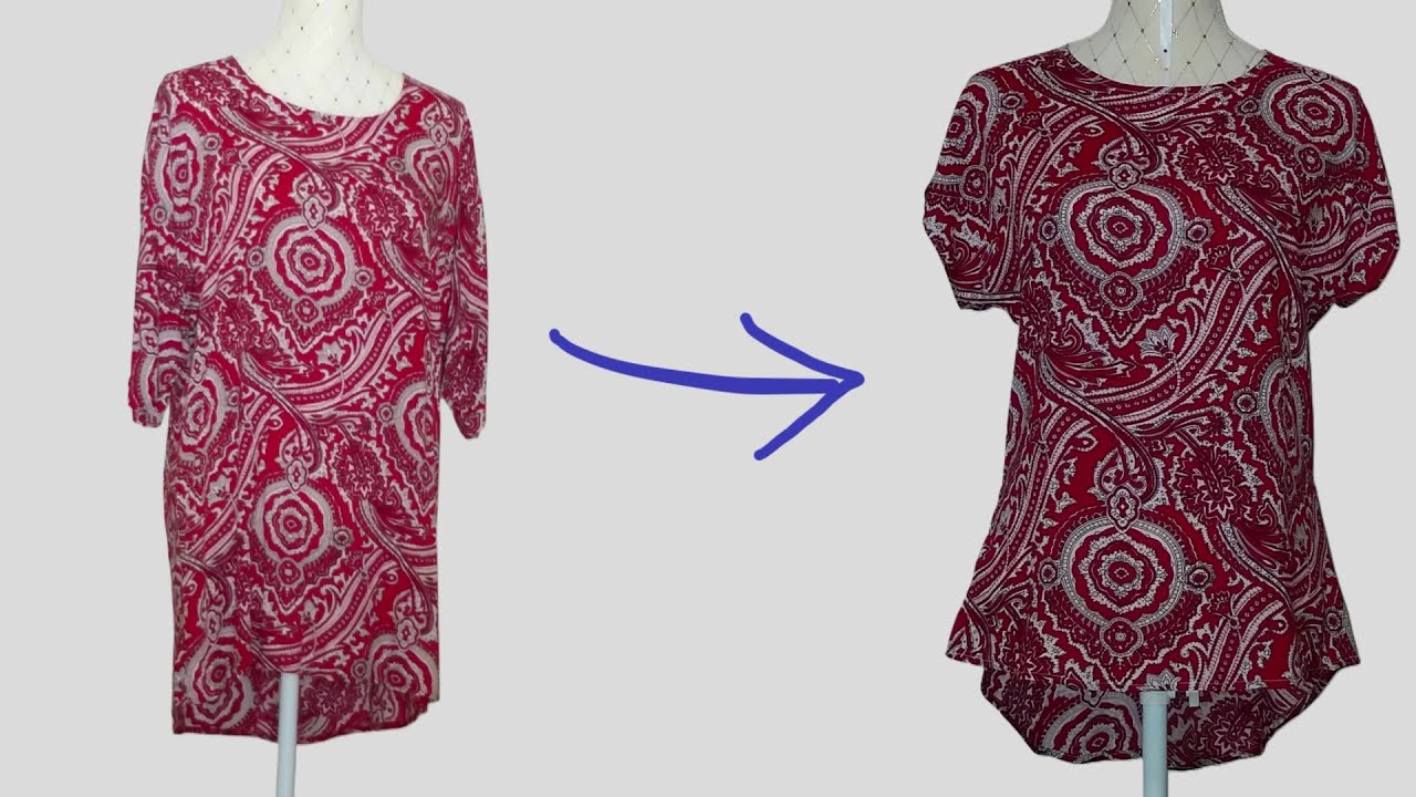 Transforming a 3/4 sleeve blouse into a Japanese sleeve blouse - Refashion