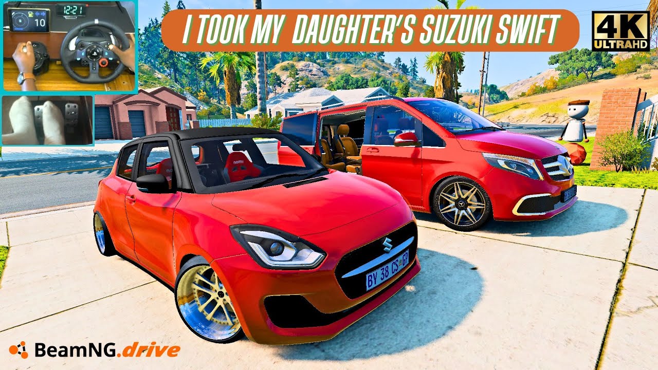 Отвожу Suzuki Swift моей дочери на сервис | BeamNG Convoy Drive с рулевым колесом Logitech G29