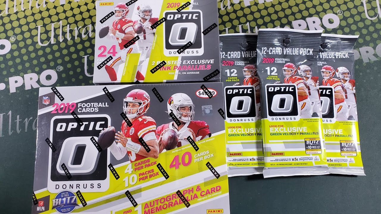 2019 Donruss Optic Football Retail Opening. Value Packs, Blaster Box, Collectors Box