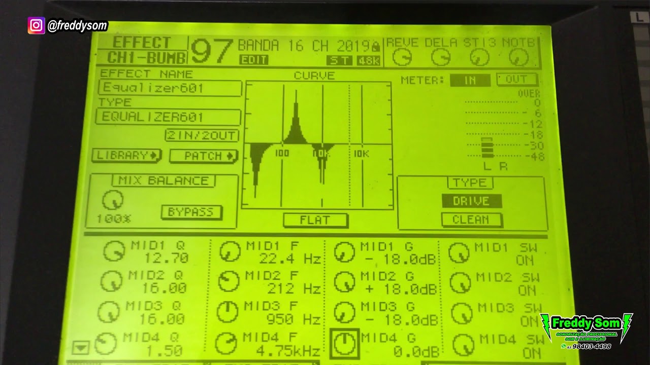 Insertando EQ 601 no canal da 01v96