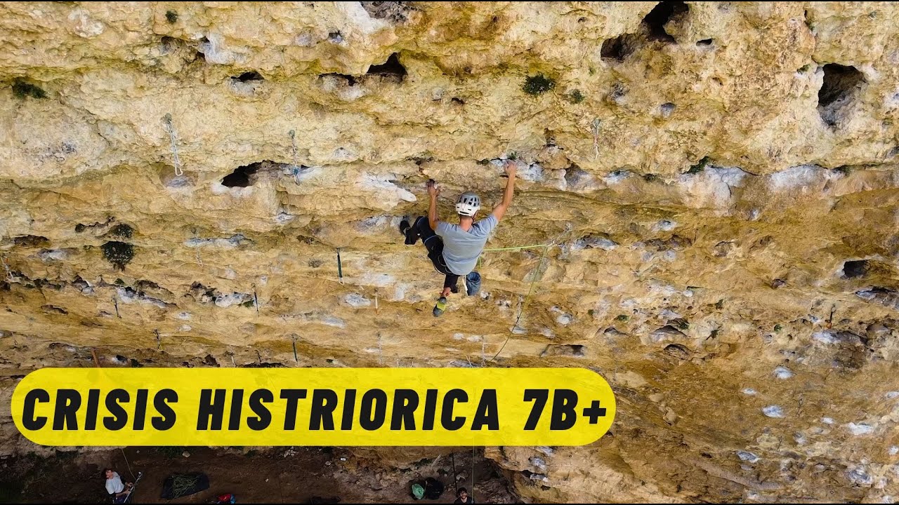 Crisis Histriorica 7b+  / Escalada Cueva del Arenal (Cantalejo) /