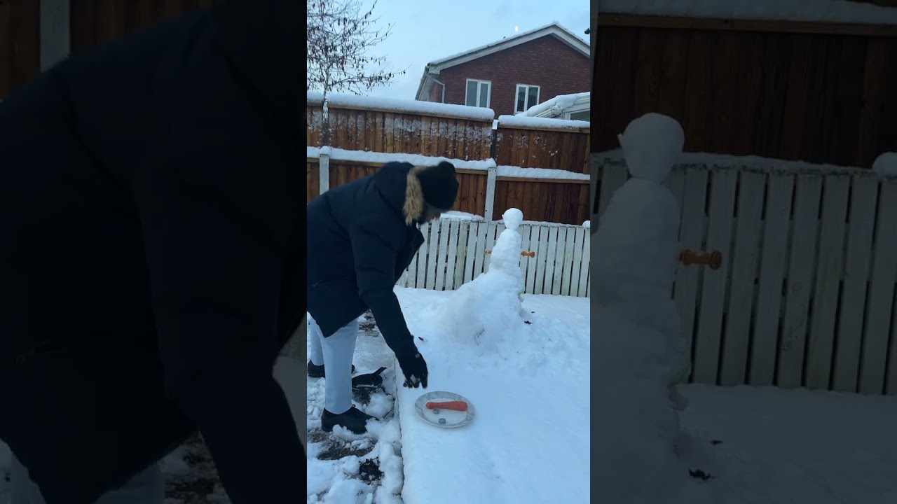 Making of snowman.
