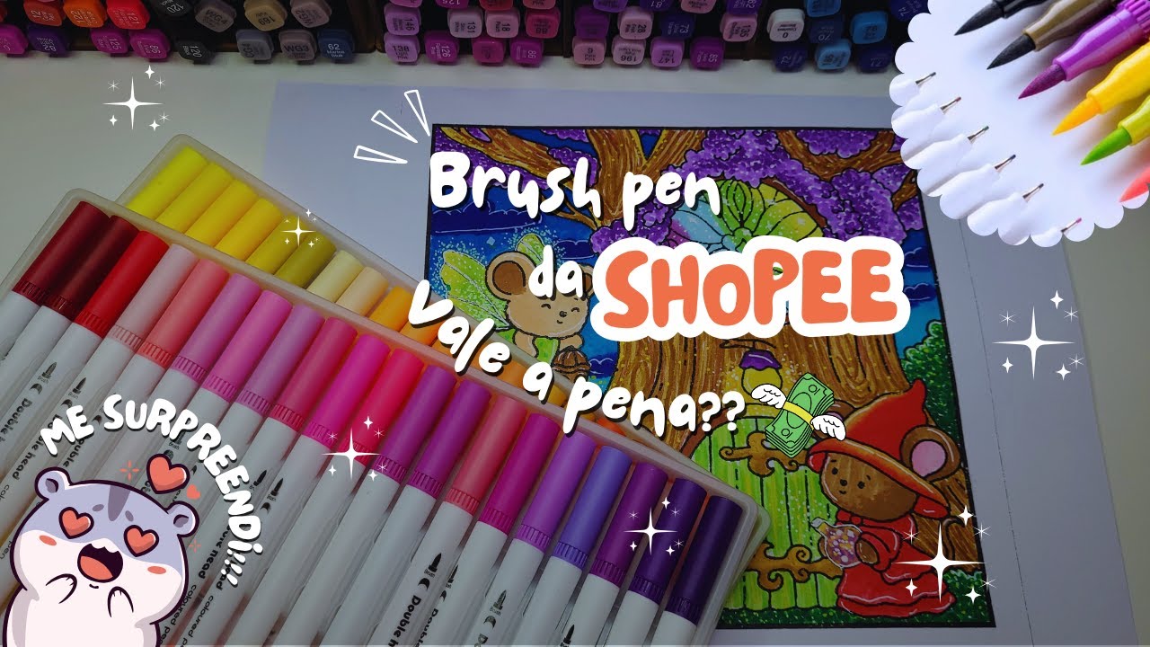 TESTEI AS 100 BRUSH PENS MAIS BARATAS DA SHOPEE! Será que Vale a Pena? Me Surpreendi! 👀💸