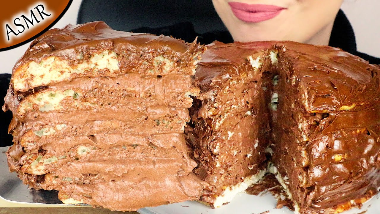 CHOCOLATE PITA BREAD CAKE WITH NUTELLA 🎂 | No Talking | ASMR Mukbang - 먹방 | Real Eating Sounds