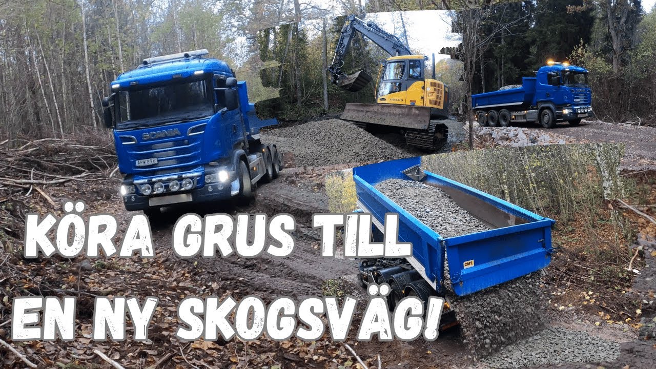 Köra grus till skogsväg 💥 Scania R580/Volvo ECR145