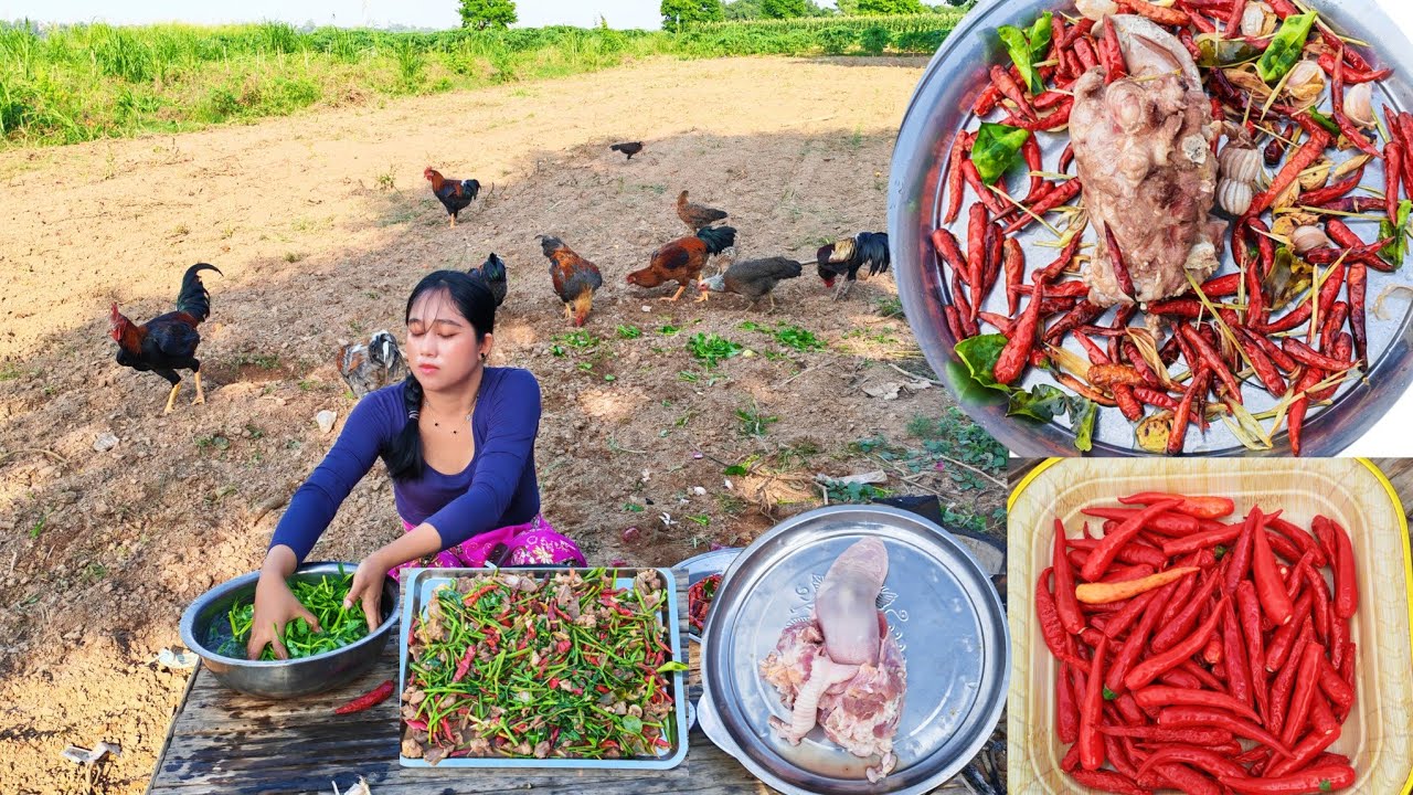 😋🌶How to cook delicious pork tongue and peppers #cooking #food #eating #recipe #eat #streetfood 