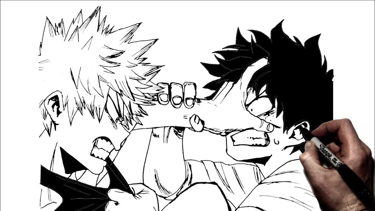 How To Draw Bakugo vs Midoriya | Step By Step | My Hero Academia