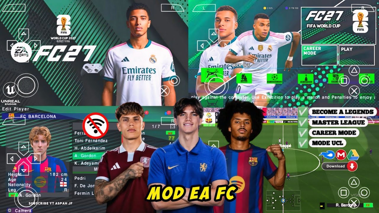 eFootball PES 2026 PPSSPP Android Offline Full Update UCL & League Kits 26/27 Season 4K Graphics