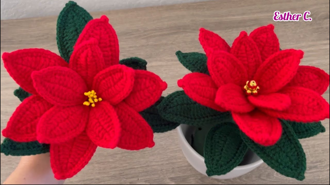 Flor Nochebuena Tejida a Crochet