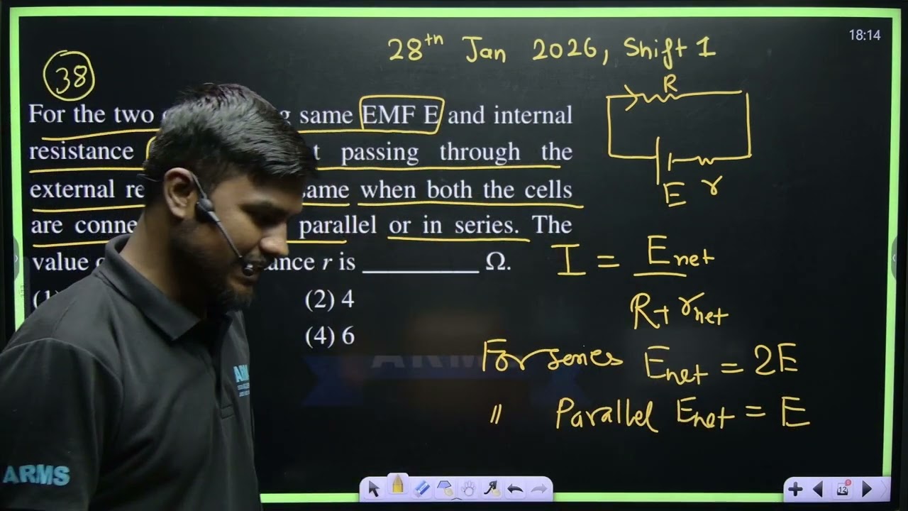 For the two cells having same EMF E and internal resistance r, the current passing through the
