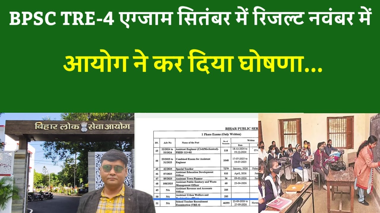 BPSC TRE 4.0 EXAM Date announced, Notification Update !