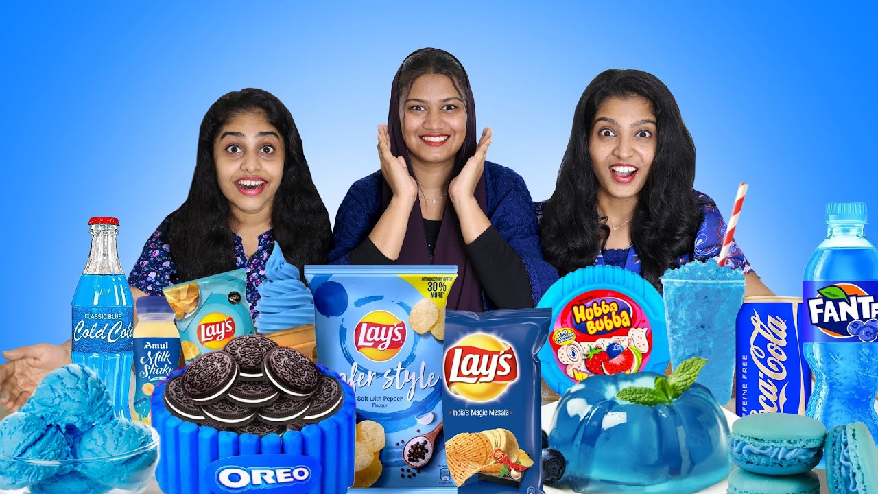 EATING ONLY BLUE COLOUR FOOD FOR 24 HOURS 💙 CHALLENGE | PULLOTHI