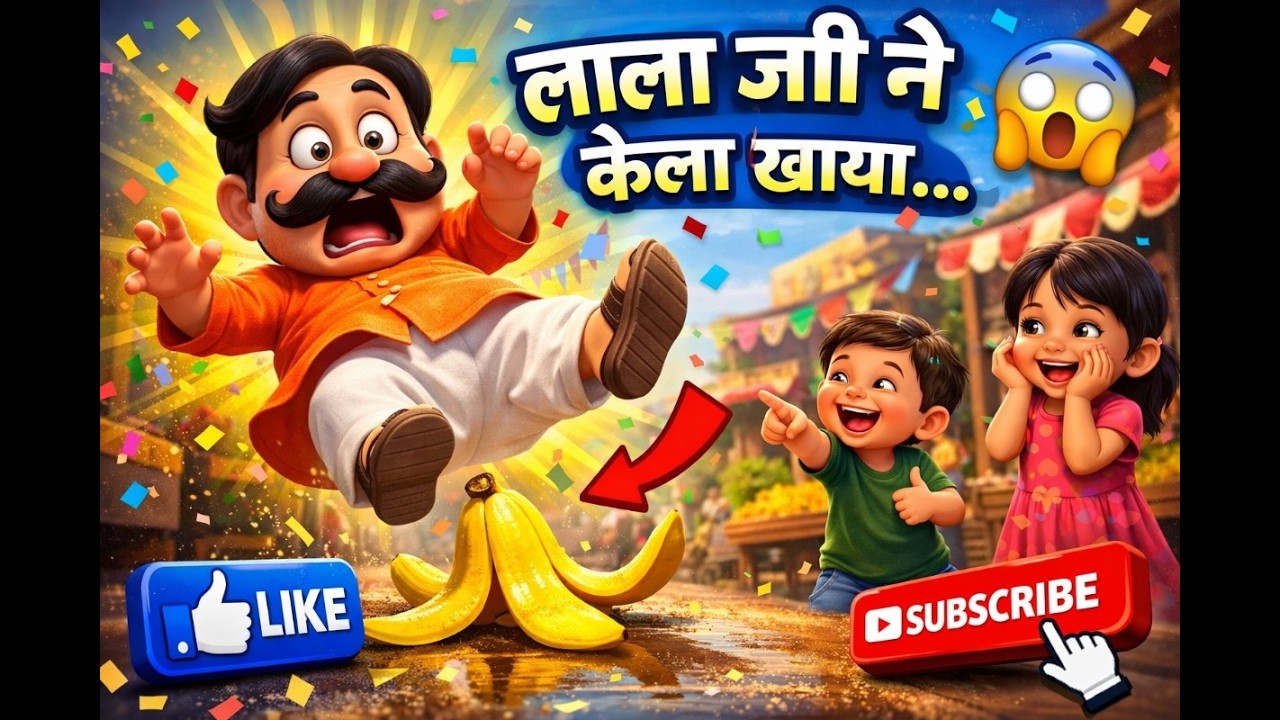 लाला जी ने केला खाया… फिर क्या हुआ?😂| Lala Ji Ne Kela Khaya | # kids rhyme | #KidsSongs | Guggutoons