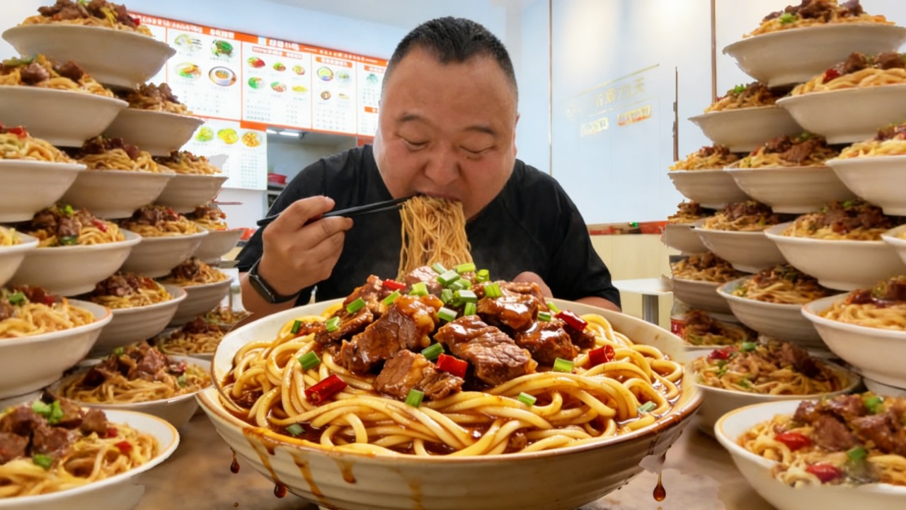 🔥【秘制卤肉拌面】来深圳干饭！满满一大碗巨型秘制卤肉拌面，大口嗦着吃太爽了【cram阿强】