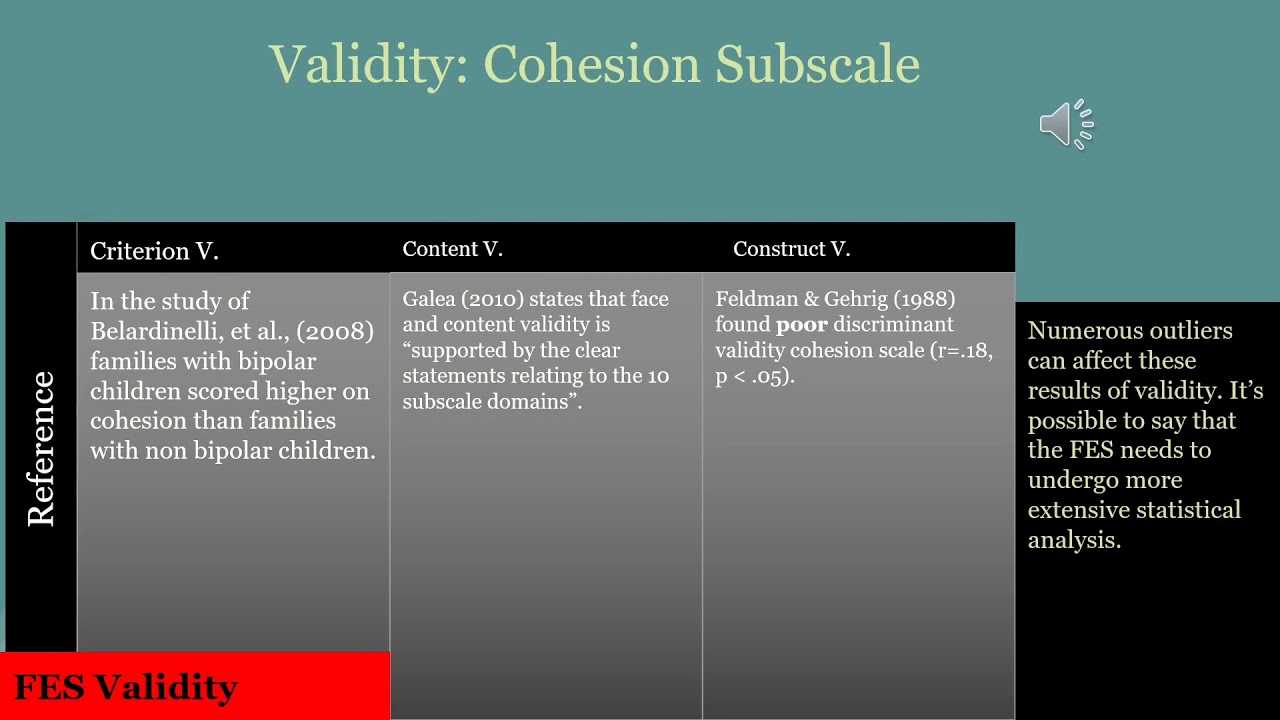 Family Environment Scale (FES) Cohesion Subscale