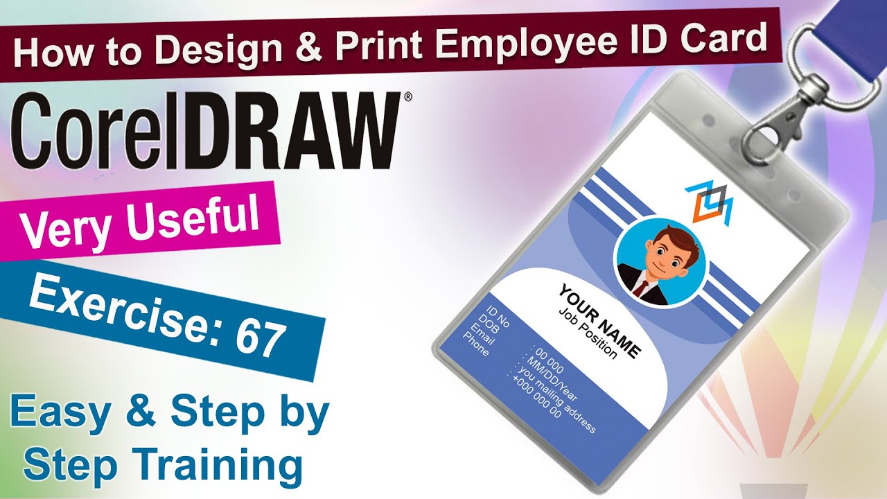 How to design & Print Employee ID Card in CorelDraw Exercise No. 67 | CorelDraw Tutorial |  YN Tutor