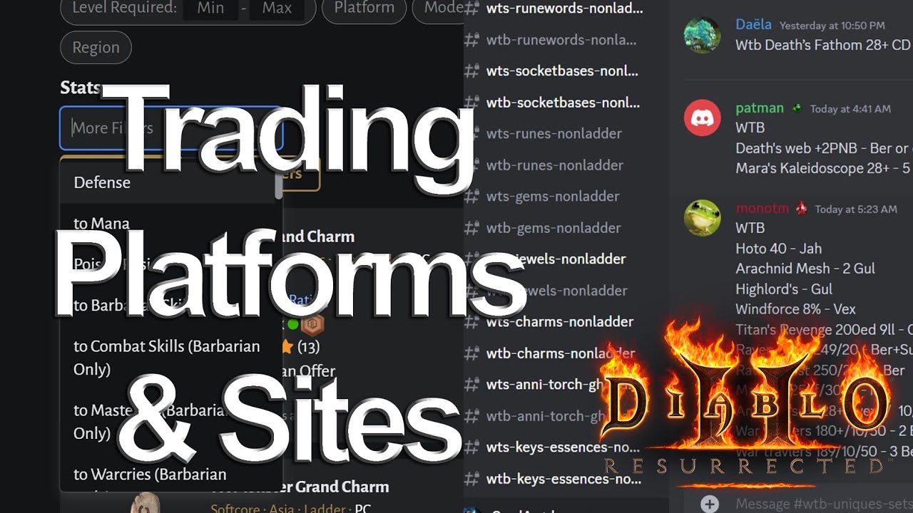 Diablo 2 Resurrected - Platforms/Sites for Trading & The Ones I Use and Don't Use
