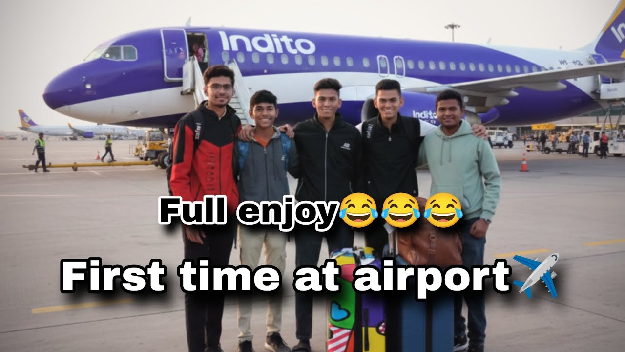 First time at airport😂|| Flight delayed 🥲..Friend from USA.. #indigo #airport