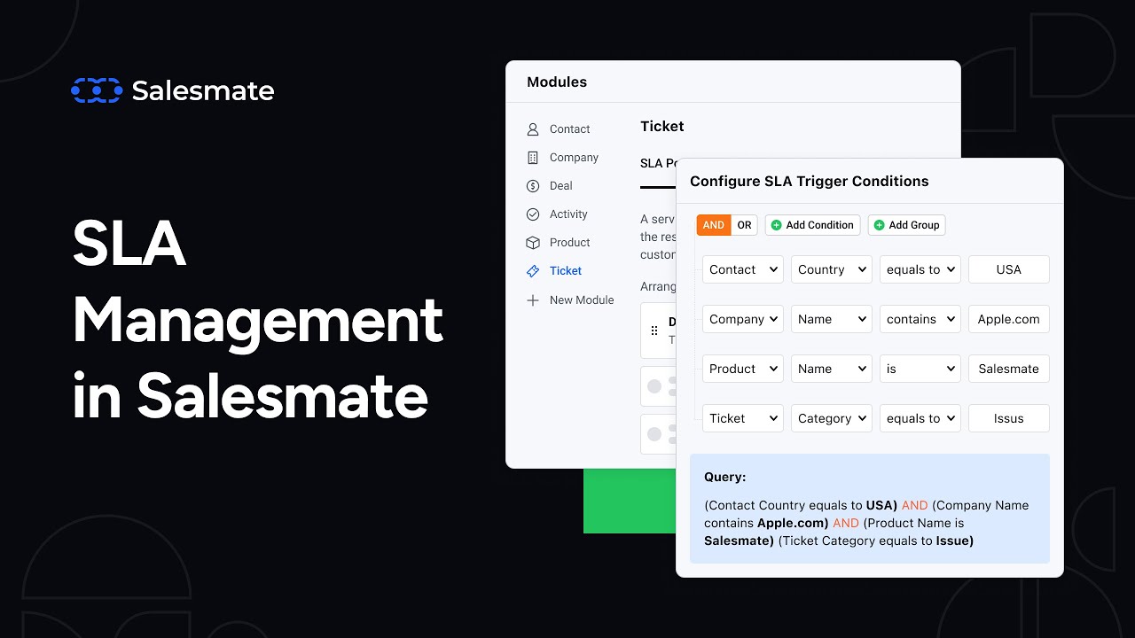 Service Level Agreement (SLA) Management in Salesmate CRM