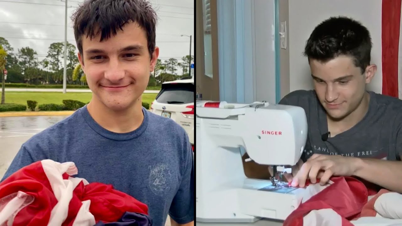 Autistic Teen Repairs Damaged American Flags