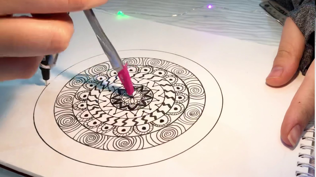 تعلم رسم الماندالا بطريقة سهله _( How to draw mandala art ) _ فن الماندالا_art mandala