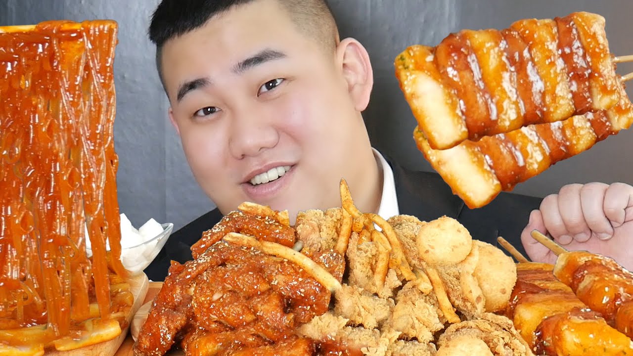 리얼먹방)ASMR MUKBANG 오태식해바라기치킨 치즈볼 소떡소떡 떡볶이 리얼사운드 먹방 Korean FRIED CHICKEN & CHEESE BALLS EATING SOUND!